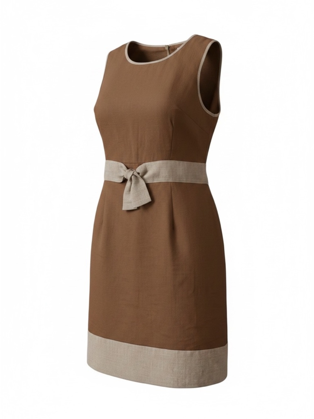 Christy Allen•Linen Brown Sleeveless Dress